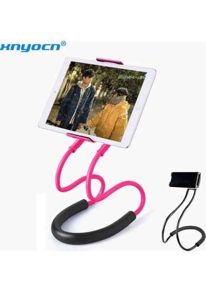 Siyah Evrensel Tembel Boyun Asılı Tutucu Tablet Cep Telefonu Tutucu Klip Tablet Pad Boyun Standı Desteği Yılan Benzeri Esnek Iphonex Için (Yurt Dışından)