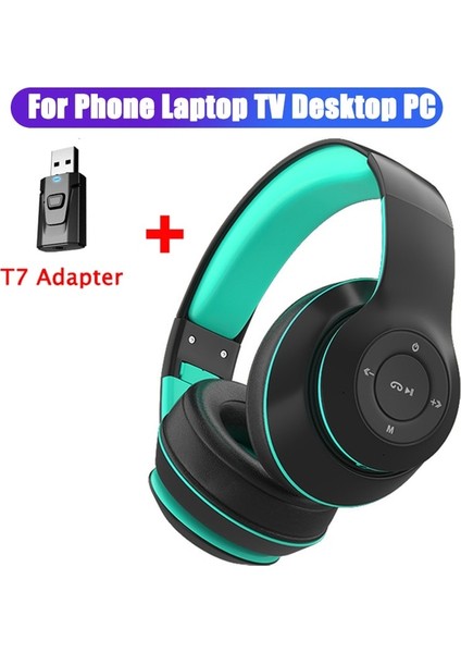 Siyah T7 Kablosuz Kulaklıklar Bluetooth Kulaklıklar Katlanabilir Bas Stereo Kulaklık Mp3 Çalar Desteği Tf Cep Telefonu Dizüstü Tv Ps4 Ps5 (Yurt Dışından)