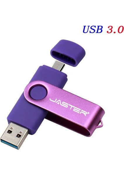 Mor 16GB Jaster USB 3.0 Otg Metal USB Flash Sürücü Pendrive 16GB 32GB 64GB 128GB Anahtar USB Sopa Kalem Sürücü Flaş (Yurt Dışından)