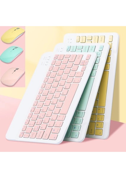 Sarı 7 Inç Şarj Edilebilir Bluetooth Kablosuz Mini Klavye Pc Dilsiz Oyun Anahtarı Telefon IPad Tablet Barebone Klavyeler Için Taşınabilir Daktilo (Yurt Dışından)
