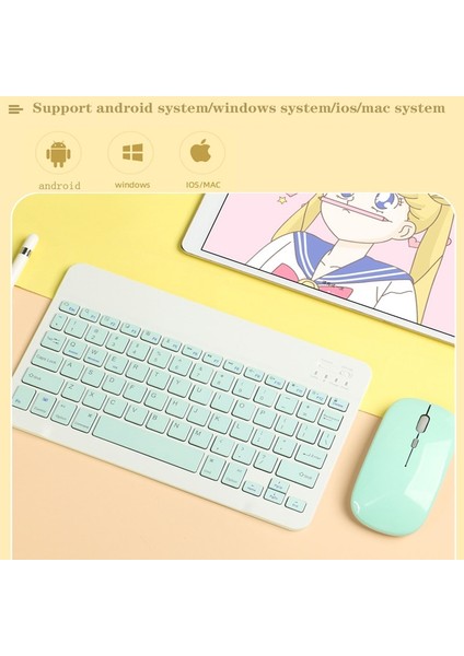 Sarı 7 Inç Şarj Edilebilir Bluetooth Kablosuz Mini Klavye Pc Dilsiz Oyun Anahtarı Telefon IPad Tablet Barebone Klavyeler Için Taşınabilir Daktilo (Yurt Dışından)