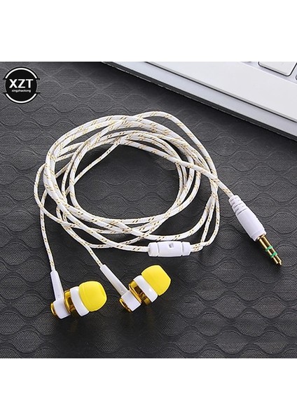 Beyaz Yeni 5 Renk Kablolu Kulaklık Stereo Kulak 3.5mm Naylon Örgü Kablo Kulaklık Dizüstü Bilgisayar Akıllı Telefon Hediyeler Için Mic ile Spor Kulaklık (Yurt Dışından)