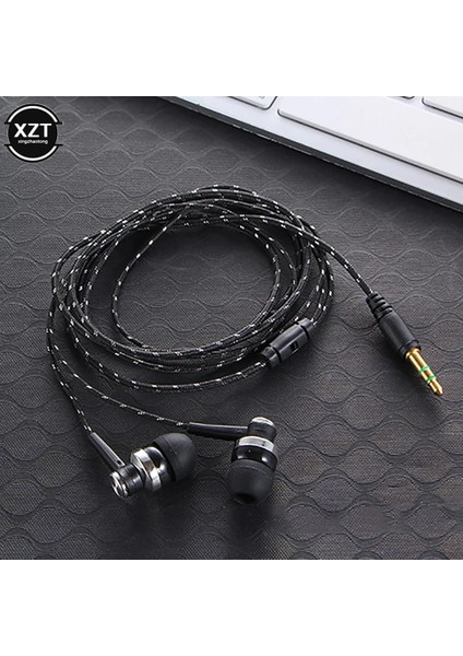 Beyaz Yeni 5 Renk Kablolu Kulaklık Stereo Kulak 3.5mm Naylon Örgü Kablo Kulaklık Dizüstü Bilgisayar Akıllı Telefon Hediyeler Için Mic ile Spor Kulaklık (Yurt Dışından) fiyatları