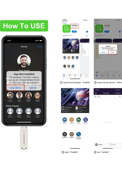 Gümüş 256 GB Usb3.0 Flash Sürücü Tüm iPhone X/artı/se/ipad 2 In 1 Kalem Sürücü USB Memory Stick 64 GB 128 GB 256 GB Metal Pendrive (Yurt Dışından) modelleri