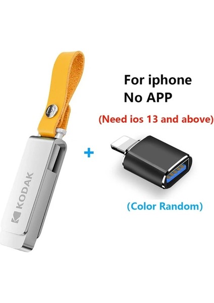 Adaptör iPhone 64GB Orijinal Kodak K133 U Disk Usb3.0 32GB 64GB Metal Flash Sürücü Araba USB 128GB 256GB 512GB Hız 120 Mb/s Deri Kordon (Yurt Dışından)