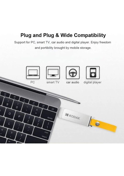 Adaptör iPhone 64GB Orijinal Kodak K133 U Disk Usb3.0 32GB 64GB Metal Flash Sürücü Araba USB 128GB 256GB 512GB Hız 120 Mb/s Deri Kordon (Yurt Dışından)