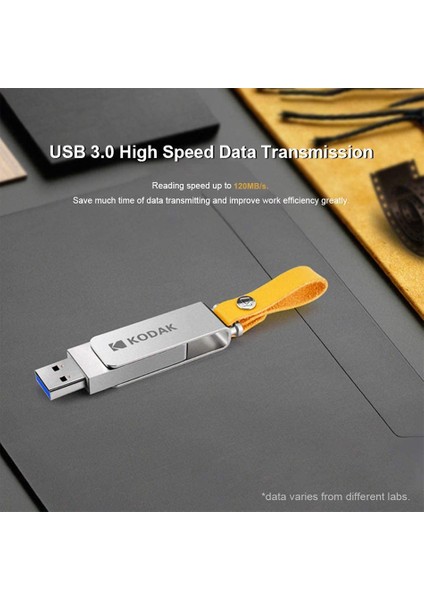 Adaptör iPhone 64GB Orijinal Kodak K133 U Disk Usb3.0 32GB 64GB Metal Flash Sürücü Araba USB 128GB 256GB 512GB Hız 120 Mb/s Deri Kordon (Yurt Dışından)