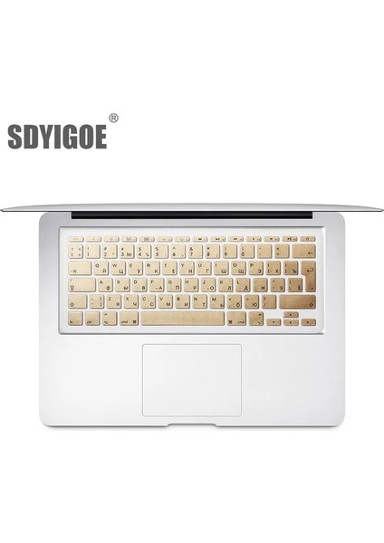 Altın Mac Kitap Hava 11 Inç Rus Renkli Klavye Filmi Ab Silikon Klavye Koruyucu Kapak AIR11.6 A1465 A1370 Ru (Yurt Dışından)