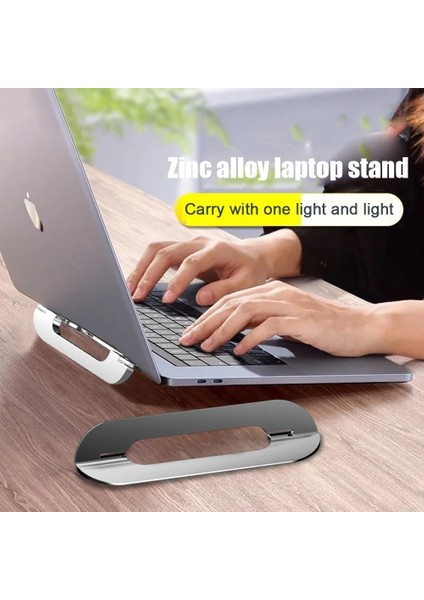 Gri Çinko Alaşımı Dizüstü Bilgisayar Standı Dizüstü Desteği Katlanabilir Masa Tutucu Standı Macbook Dizüstü iPad Tablet Için Taşınabilir Soğutma Taban Braketi (Yurt Dışından)