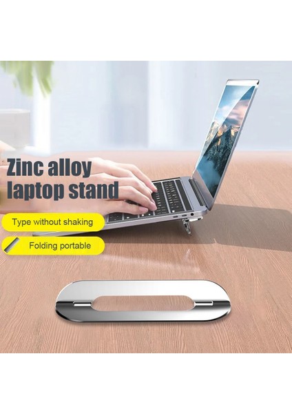 Gri Çinko Alaşımı Dizüstü Bilgisayar Standı Dizüstü Desteği Katlanabilir Masa Tutucu Standı Macbook Dizüstü iPad Tablet Için Taşınabilir Soğutma Taban Braketi (Yurt Dışından)