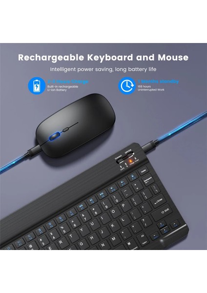 Sıyah 9 Inç Bluetooth Klavye 7 9 10 Inç IPAD Android Tablet Akıllı Telefon Için Ultra-Ince Harici Şarj Kablosuz Evrensel Klavyeler (Yurt Dışından)