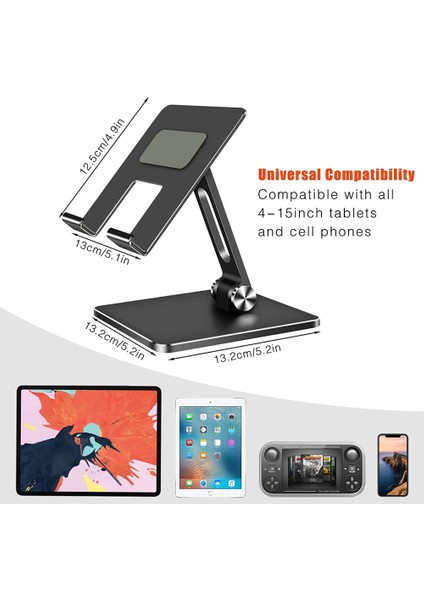 Gri Küçük Boyutlu Metal Masa Cep Telefonu Tutucu iPhone iPad Xiaomi Için Standı Ayarlanabilir Masaüstü Tablet Tutucu Evrensel Masa Cep Telefonu Standı (Yurt Dışından)
