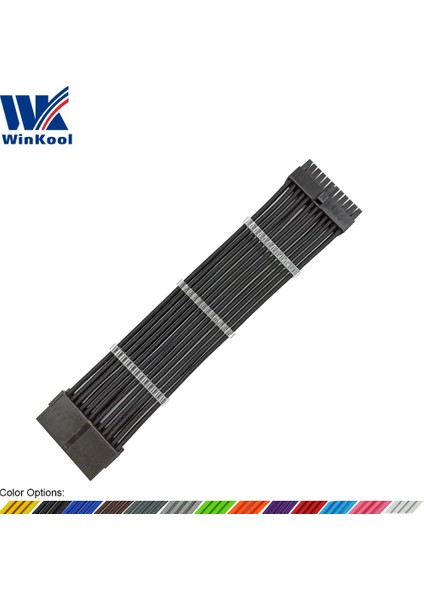 Sarı 400MM Winkool Atx MB 24PIN Dişi - Erkek 24P 18AWG Kollu Psu Uzatma Güç Kablosu / Siyah Beyaz Mavi Kırmızı Kılıflı Kablo (Yurt Dışından) fiyatları
