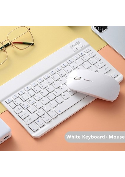 Beyaz ve Fare iPad Için Klavye ve Fare Kombinasyonu Kablosuz Bluetooth Klavye Teclado Için iPad Xiaomi Samsung Huawei Tablet Android Ios Windows (Yurt Dışından)
