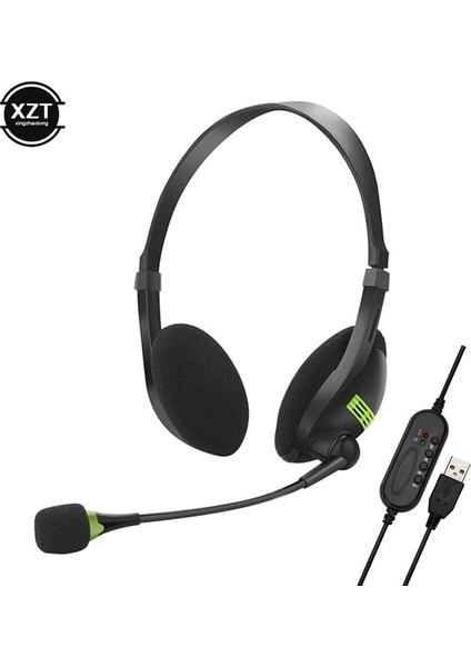 Usb-Siyah Evrensel 3,5 mm USB Kulaklık Gürültü Önleyici Kablolu Kulaklıklar Pc / Dizüstü Bilgisayar / Bilgisayar Için Mikrofonlu (Yurt Dışından)