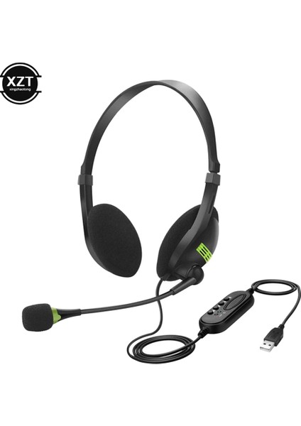 Usb-Siyah Evrensel 3,5 mm USB Kulaklık Gürültü Önleyici Kablolu Kulaklıklar Pc / Dizüstü Bilgisayar / Bilgisayar Için Mikrofonlu (Yurt Dışından)