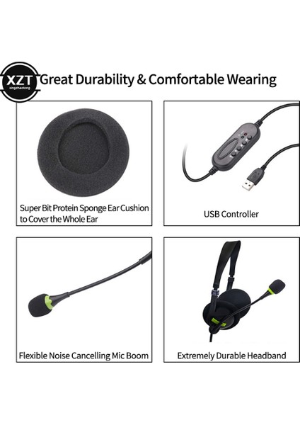 Usb-Siyah Evrensel 3,5 mm USB Kulaklık Gürültü Önleyici Kablolu Kulaklıklar Pc / Dizüstü Bilgisayar / Bilgisayar Için Mikrofonlu (Yurt Dışından)