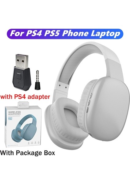 02-Beyaz Ps4 Yeni Bluetooth 5.1 Oyun Kulaklık Hıfı Stereo Bas Kablosuz Kulaklıklar Tf Kart Ps4 Pc Dizüstü Telefon Için Mic ile Spor Kulaklık (Yurt Dışından)