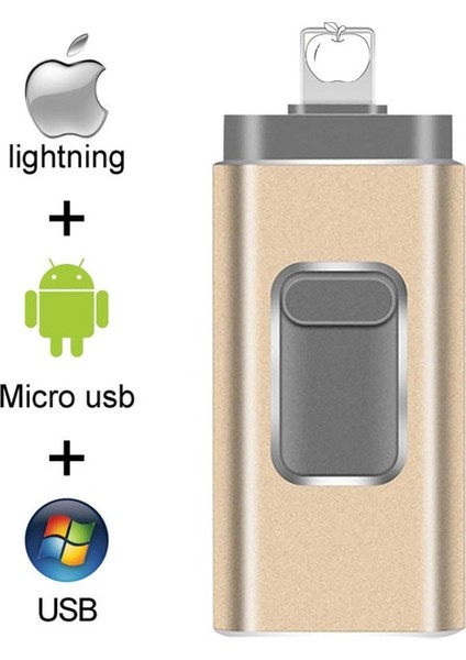 Altın 64GB Otg USB Flash Sürücü Apple iPhone iPad Ipod Mobil Için USB Flash Disk USB Sopa Flash Kalem Sürücü 128G 64GB 32GB 16GB USB Flash 3.0 (Yurt Dışından)