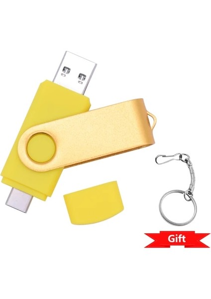 Sarı 32GB Yeni 2 In 1 Type-C Kalem Sürücü 256GB USB Memory Stick 128GB 64GB Pendrive 32GB USB 2.0 Flash Sürücü Android Telefon/pc Için (Yurt Dışından)