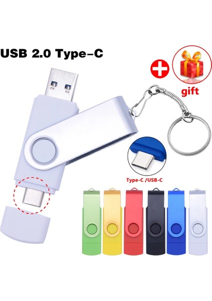 Sarı 32GB Yeni 2 In 1 Type-C Kalem Sürücü 256GB USB Memory Stick 128GB 64GB Pendrive 32GB USB 2.0 Flash Sürücü Android Telefon/pc Için (Yurt Dışından)