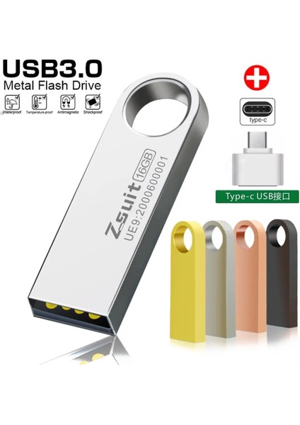 USB ve Tip-C 3.0-64GB Z-Suit USB Bellek USB Sopa Kalem Sürücü Süspansiyon Sürücüsü USB Flash 128GB Su Geçirmez USB Flash Sürücü Dizüstü Bilgisayar/telefon Için Metal USB (Yurt Dışından)