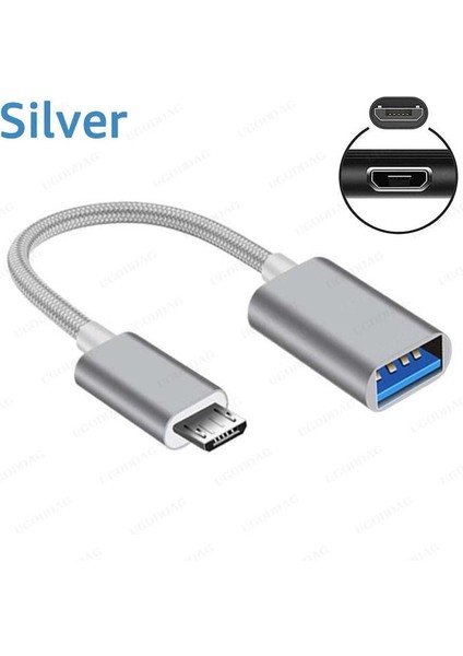 Microusb Fişi Gümüş Yaklaşık 15CM Mikro USB Otg Adaptörü Mikro USB Erkek USB 2.0 Dişi Kablo Adaptörü Samsung Huawei Xiaomi Android Telefon Için USB Flash Sürücü (Yurt Dışından)