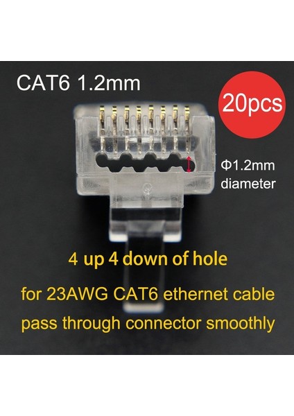 CAT6-20PIECES Altın Kaplama 50U Xintylink RJ45 Konektörü Cat6 Jack Rg Rj 45 Ethernet Kablosu Fişi RG45 CAT5E Ftp Sftp 8P8C Cat 6 Ağ Lan Internet Yüksek Kalite (Yurt Dışından)