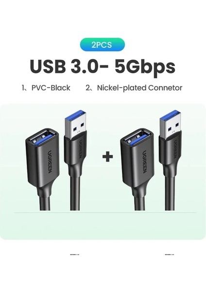 5 Gbps-2 Adet 1.5 M Ugreen USB Uzatma Kablosu USB 3.0 Kablosu Akıllı Dizüstü Pc Tv Için Xbox One SSD USB 3.0 2.0 Genişletici Kablosu Mini Hızlı Hızlı Kablo (Yurt Dışından)