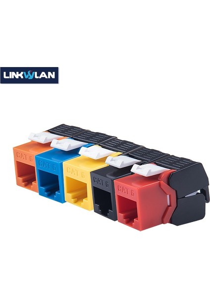Turuncu 10 Adet Gigabit Ethernet RJ45 Cat6 Renkli Keystone Jakları Aletsiz Tip Ağ Modülleri Aletsiz Bağlantı Opsiyonel 7 Renk (Yurt Dışından)