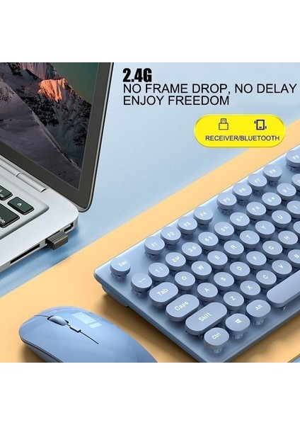 Pembe Şarj Edilebilir Kablosuz Bluetooth Klavye Fare Seti Düşük Gürültü Ergonomik Çift Modlu Bağlantı Retro Tuşları iPad Telefon Bilgisayar Için (Yurt Dışından) modelleri