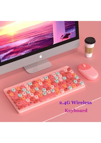 Yeşil Set 2 Adet 2.4g Kablosuz Klavye ve Fare Mac ipad Android Bilgisayar Dizüstü Pc Dizüstü Bilgisayar Sessiz Klavye ve Fare (Yurt Dışından)