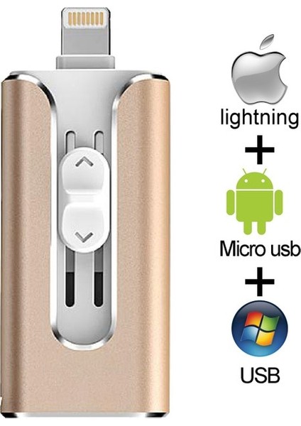 Altın 256GB USB Flash Sürücü Pendrive iPhone 6/6s/6plus/7/7plus/8/x Usb/otg/lightning 32G 64GB Kalem Sürücü Ios Harici Depolama Aygıtları Için (Yurt Dışından)