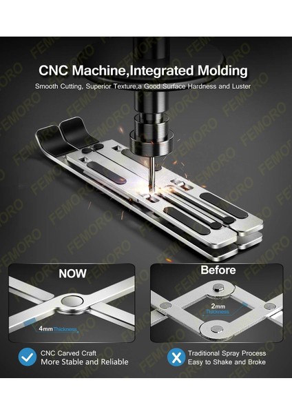 Alaşım Gümüş W 1. Dizüstü Bilgisayar Standı, Femoro Plastik Dizüstü Bilgisayar Tutucu Yükseltici Bilgisayar Tablet Standı Macbookipad ile Uyumlu Hp Dell Lenovo 10-15.6" (Yurt Dışından) modelleri