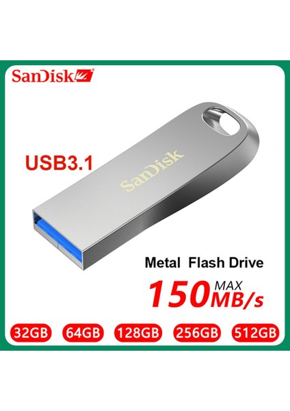 64GB Sandisk Usb3.1 Flash Sürücü 64GB 128GB 32GB 256GB Kalem Sürücü Memory Stick 150 Mb/s U Disk Metal USB Anahtarı Dizüstü Bilgisayar/tablet/tv/araba/pc (Yurt Dışından)