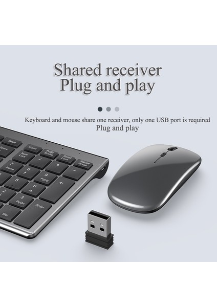 Gümüş Fare Yok Kablosuz Bt Klavye Üç Modlu Sessiz Tam Boyutlu Klavye ve Fare Kombinasyonu Dizüstü Dizüstü Masaüstü Pc Tablet Için Set (Yurt Dışından)
