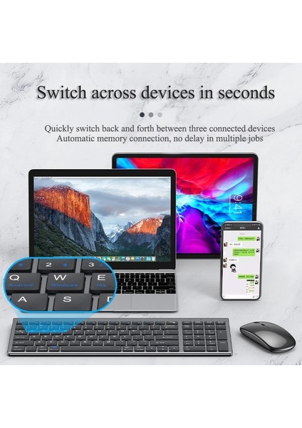 Gümüş Fare Yok Kablosuz Bt Klavye Üç Modlu Sessiz Tam Boyutlu Klavye ve Fare Kombinasyonu Dizüstü Dizüstü Masaüstü Pc Tablet Için Set (Yurt Dışından)
