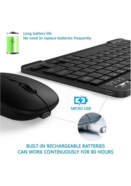 Ingilizce ve Ispanyolca Tablet Kablosuz Klavye iPad Samsung Xiaomi Huawei Teclado Için Bluetooth Uyumlu Klavye ve Fare Ios Android Windows Için (Yurt Dışından)