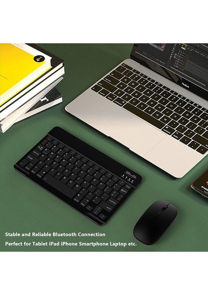 Ingilizce ve Ispanyolca Tablet Kablosuz Klavye iPad Samsung Xiaomi Huawei Teclado Için Bluetooth Uyumlu Klavye ve Fare Ios Android Windows Için (Yurt Dışından)