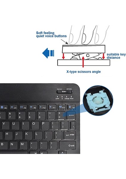 En Siyah Set 10 Inç Bluetooth Klavye Fransızca Ispanyolca Rusça Arapça Azerty Klavye Kablosuz Evrensel IPad Tablet Pro 9.7 Hava Android Için (Yurt Dışından)