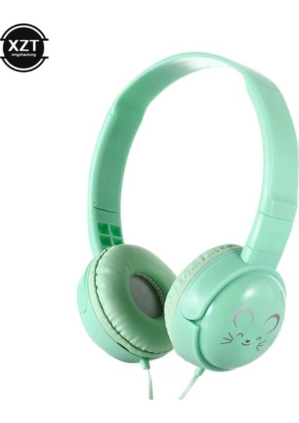Yeşil Yeni Sevimli Çocuk Kulaklıkları Kız Çocuklar Için Mikrofonlu, 3,5 mm Jak 3D Stereo Müzik Kablolu Kulaklık Oyun Cep Telefonu iphone Dizüstü Bilgisayar (Yurt Dışından)