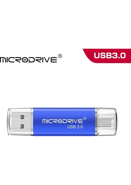 Mavi 128GB Yüksek Hızlı USB 3.0 Flash Sürücüler 128GB 64GB 32GB 16GB USB Bellek Çubuğu Otg Harici Depolama Çift Uygulama Mikro Ücretsiz Adaptör (Yurt Dışından)