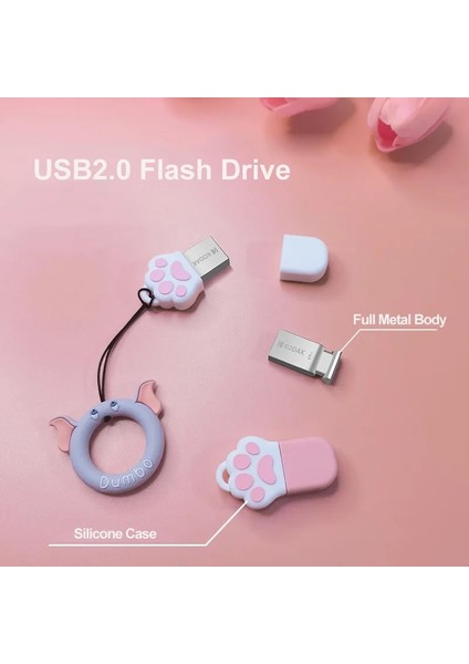 Pembe N Kasa Adaptörü 16GB Orijinal Kodak Mini U Disk 16G 32G 64GB Metal USB Flash Sürücü Su Geçirmez Pendrive Taşınabilir Cmemory Stick Ute Kedi Hediye Mevcut (Yurt Dışından)