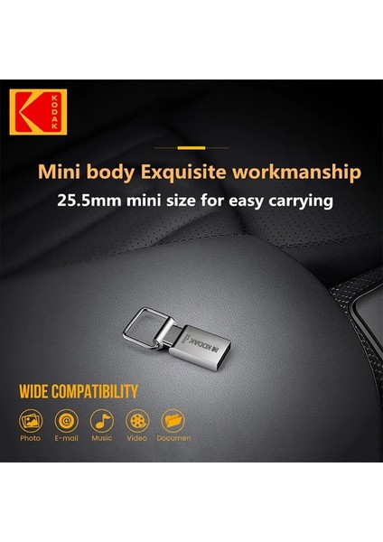 32GB Kodak K112 Süper Mini Metal USB Flash Sürücü 64GB 32GB Usb2.0 Flash Disk Flash Pendrive Memory Stick Kalem Sürücü Araba Anahtarı Deri (Yurt Dışından)