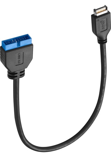 Siyah 0.3 M Lballist USB 3.1 Tip E Erkek USB 3.0 Anakart Idc 20PIN Erkek Kablo Folyo + Örgülü Korumalı 30 cm (Yurt Dışından)