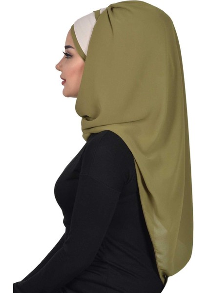 Aishas Design Renkli Şerit Detaylı Pratik Şifon Şal