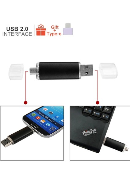 Siyah 64 GB Özel Logo Renkli Otg USB Flash Sürücü USB 2.0 Kalem Sürücü Android Akıllı Telefon/pc 8 GB 16 GB 32 GB 64 GB 128 MB Pendrive Hediyeler (Yurt Dışından)