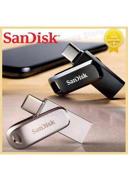 Sdddc3 128 GB Sandisk Ultra Çift Sürücü USB C Tipi Flash Sürücü Sdddc4 Usb3.1 Pendrive 1 Tb 512G 256G 128G 64G 32G Metal Otg Android Tablet Telefon (Yurt Dışından)