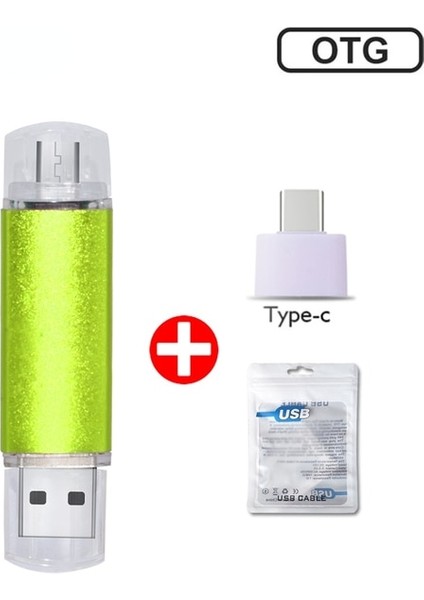 Yeşil 64GB Özel Logo Otg 2.0 USB Flash Sürücü 8g 16GB 32GB 64GB USB Çubuk 128GB 256GB Akıllı Telefon/dizüstü Bilgisayar Için Kalem Sürücü Yüksek Hızlı Pendrive (Yurt Dışından)