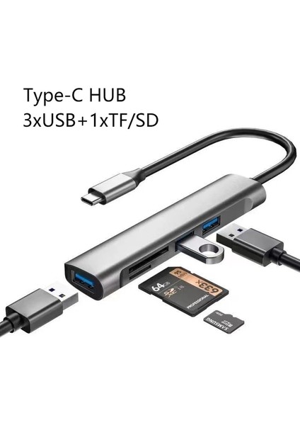Uzay Grisi 4 4 Port USB 3.0 Hub USB Hub Yüksek Hızlı Tip C Splitter Pc Bilgisayar Aksesuarları Için Çoklu Bağlantı Noktası Hub 4 USB 3.0 Bağlantı Noktaları (Yurt Dışından)